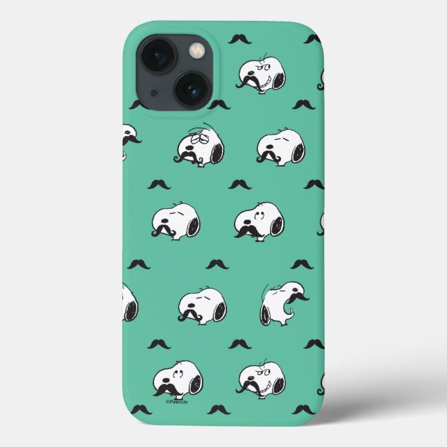 Snoopy Mustaches & Teal Pattern Case-Mate iPhone Case (Back)