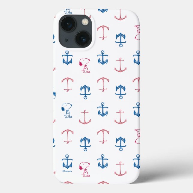 Snoopy Nautical Anchor Pattern Case-Mate iPhone Case (Back)