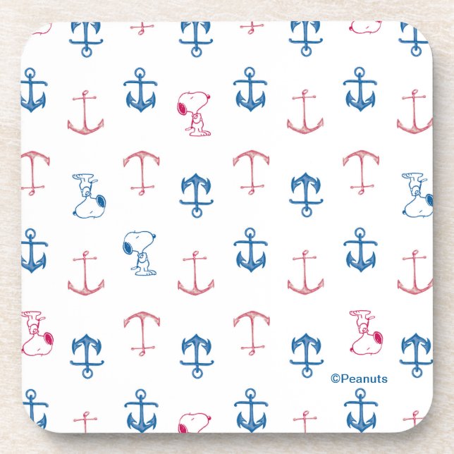 Snoopy Nautical Anchor Pattern Coaster (Front)