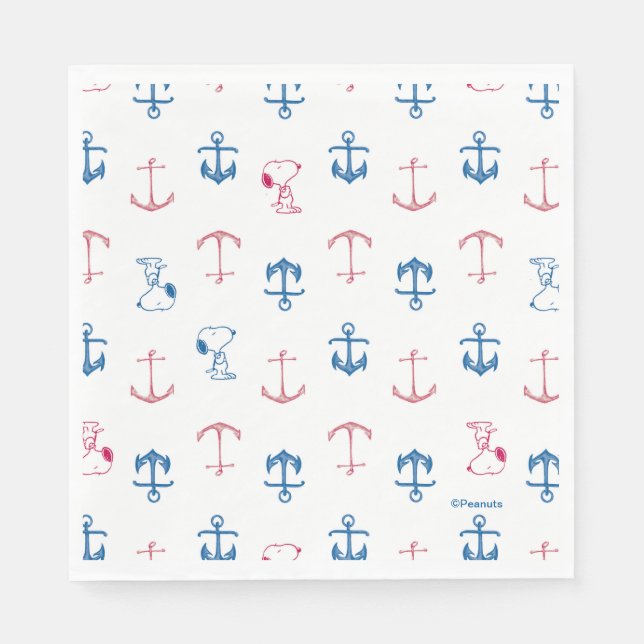 Snoopy Nautical Anchor Pattern Napkin (Front)