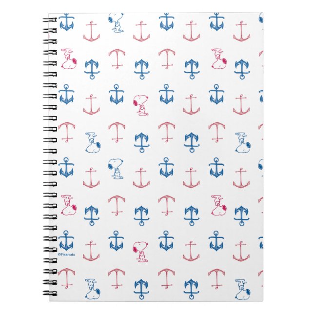 Snoopy Nautical Anchor Pattern Notebook (Front)