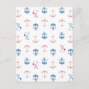 Snoopy Nautical Anchor Pattern Postcard