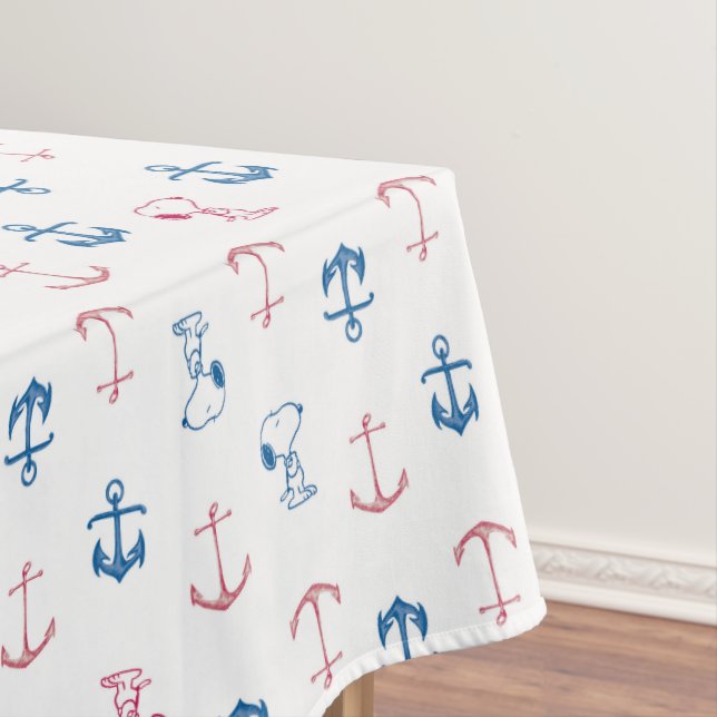 Snoopy Nautical Anchor Pattern Tablecloth (In Situ)