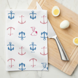 Snoopy Nautical Anchor Pattern Tea Towel