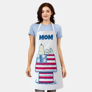 Snoopy on 4th of July Dog House   Add Your Name Apron