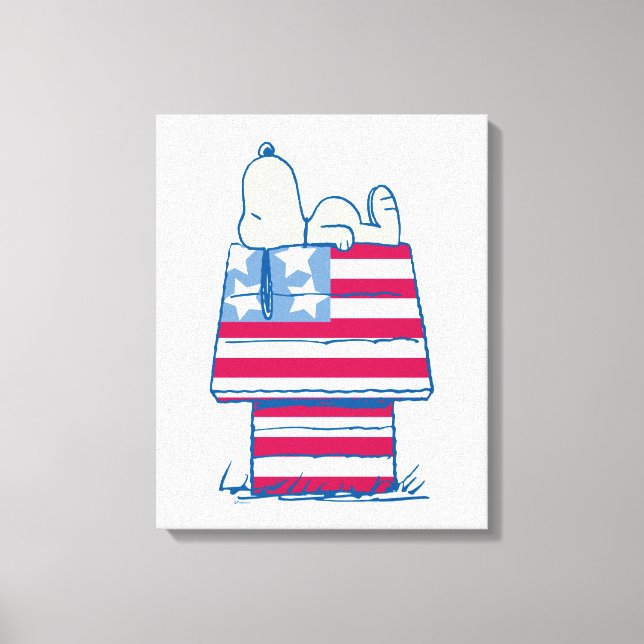 Snoopy on 4th of July Dog House Canvas Print (Front)