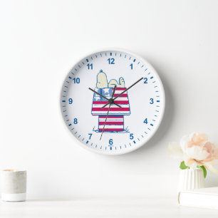 Snoopy on 4th of July Dog House Clock