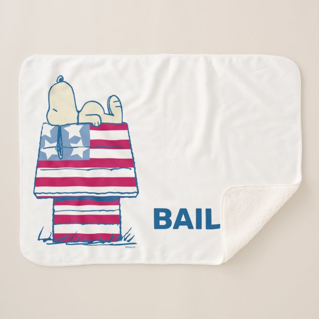 Snoopy on 4th of July Dog House Sherpa Blanket (Front (Horizontal))