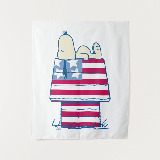 Snoopy on 4th of July Dog House Tapestry (Front)