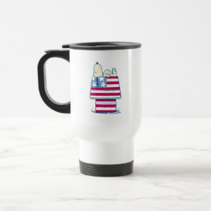 Snoopy on 4th of July Dog House Travel Mug