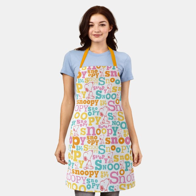 Snoopy Pastel Text Pattern Apron (Worn)