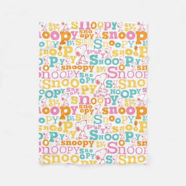 Snoopy Pastel Text Pattern Fleece Blanket (Front)