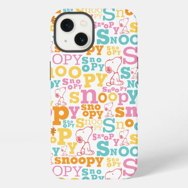 Snoopy Pastel Text Pattern iPhone Case (Back)