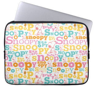 Snoopy Pastel Text Pattern Laptop Sleeve