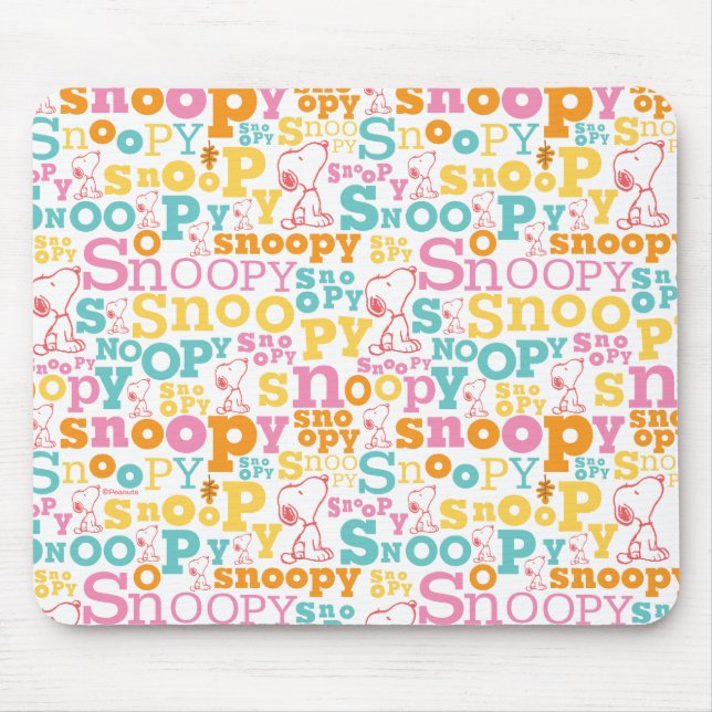 Snoopy Pastel Text Pattern Mouse Mat (Front)