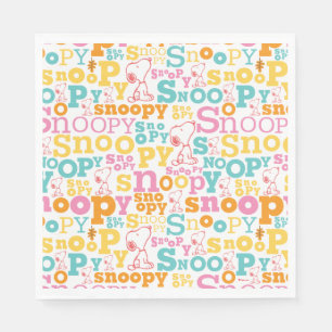 Snoopy Pastel Text Pattern Napkin