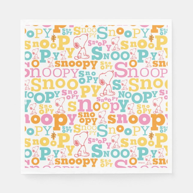 Snoopy Pastel Text Pattern Napkin (Front)