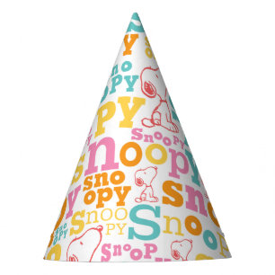 Snoopy Pastel Text Pattern Party Hat