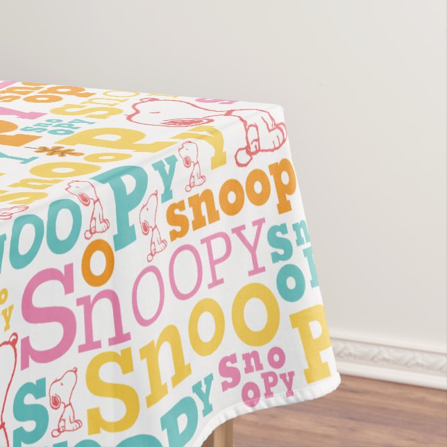 Snoopy Pastel Text Pattern Tablecloth (In Situ)