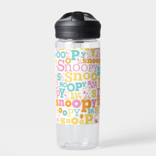 Snoopy Pastel Text Pattern Water Bottle