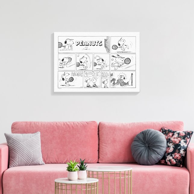 Snoopy Plays Tennis Canvas Print (Insitu(LivingRoom))