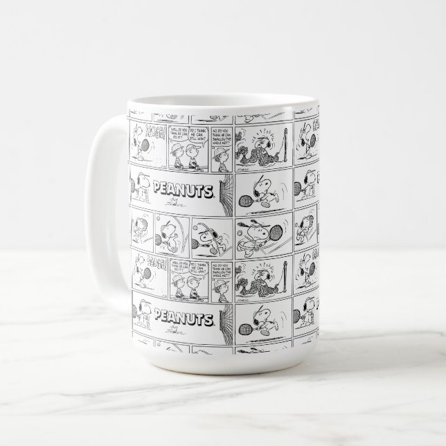 Snoopy Plays Tennis Coffee Mug (Front Left)