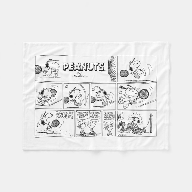 Snoopy Plays Tennis Fleece Blanket (Front (Horizontal))