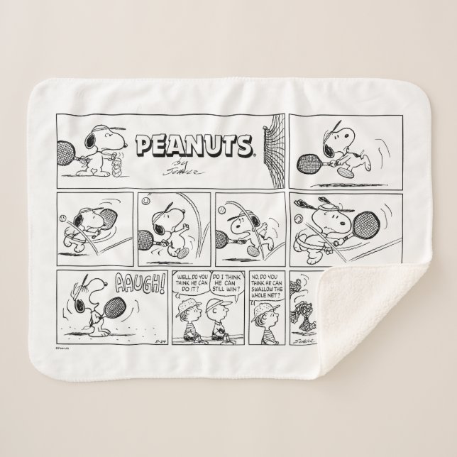 Snoopy Plays Tennis Sherpa Blanket (Front (Horizontal))