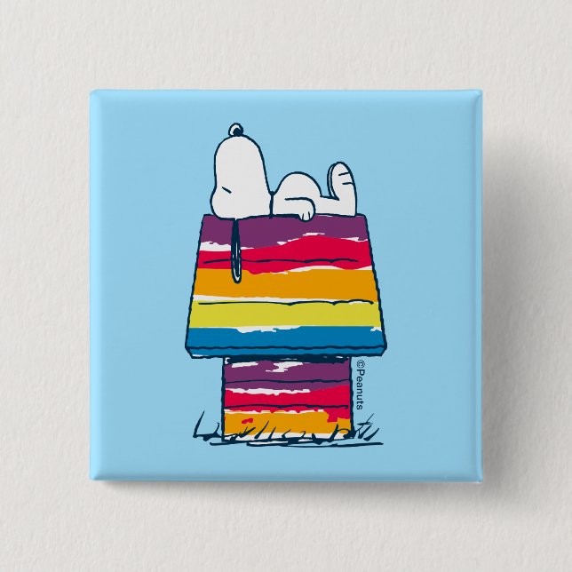 Snoopy | Rainbow Dog House 15 Cm Square Badge (Front)