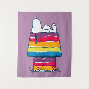 Snoopy Rainbow Dog House Tapestry