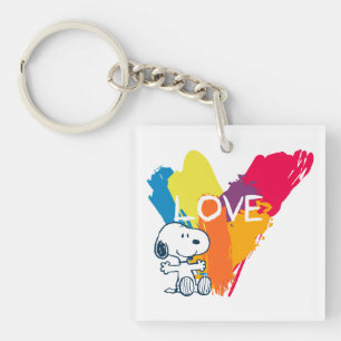 Snoopy Rainbow Love Heart Key Ring