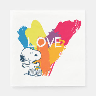 Snoopy   Rainbow Love Heart Napkin