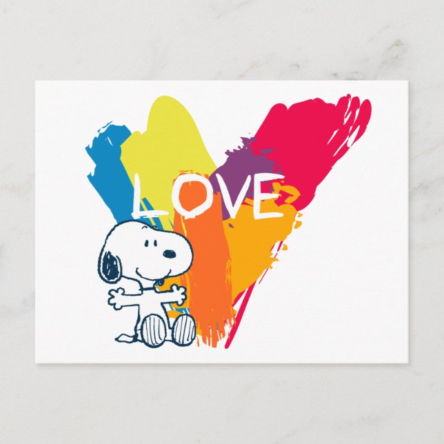 Snoopy | Rainbow Love Heart Postcard (Front)