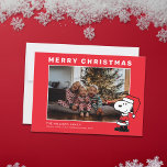 Snoopy Santa Christmas Family Photo Holiday Card<br><div class="desc">Send this fun Peanuts Christmas family holiday card. Personalise with your photo.</div>