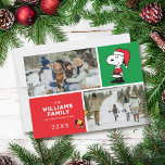 Snoopy Santa Claus Christmas Family Photo Collage Holiday Card<br><div class="desc">Send this fun Peanuts Christmas family collage holiday card. Personalise with your photos.</div>