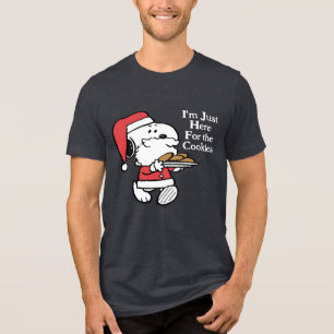 Snoopy Santa   I'm Just Here for the Cookies Tri-Blend Shirt