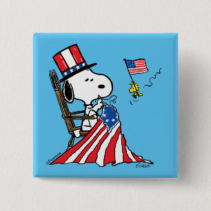 Snoopy Sewing 4th of July Flag 15 Cm Square Badge