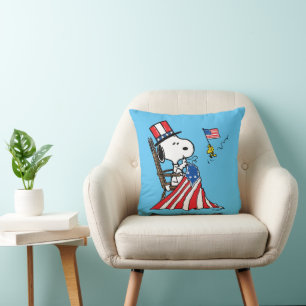 Snoopy Sewing 4th of July Flag Cushion