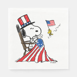 Snoopy Sewing 4th of July Flag Napkin