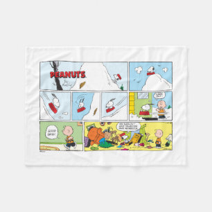 Snoopy Sled Riding Food Dish Fleece Blanket