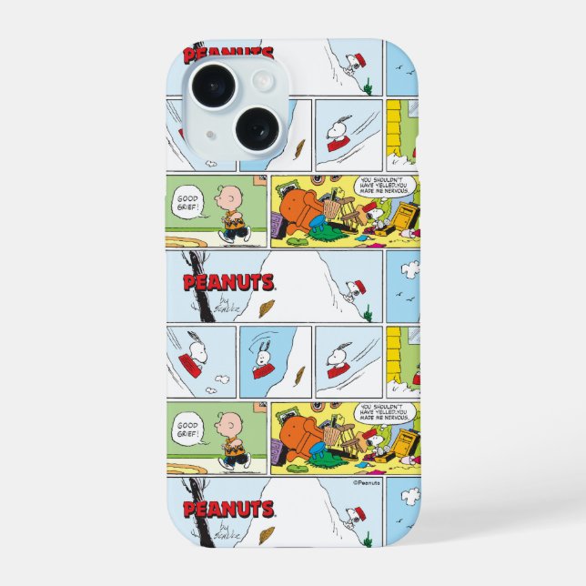 Snoopy Sled Riding Food Dish iPhone 15 Case (Back)