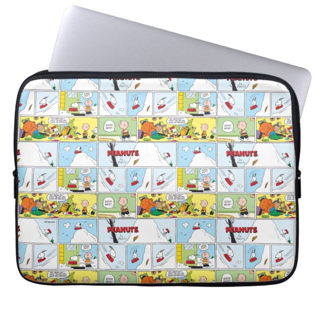 Snoopy Sled Riding Food Dish Laptop Sleeve (Front)