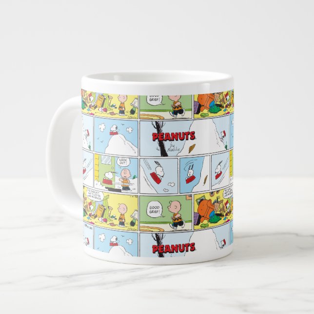 Snoopy Sled Riding Food Dish Large Coffee Mug (Front Left)