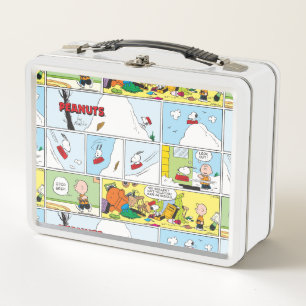 Snoopy Sled Riding Food Dish Metal Lunch Box