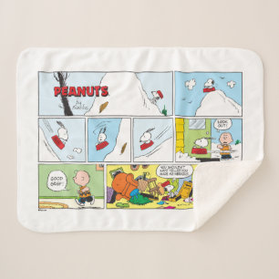 Snoopy Sled Riding Food Dish Sherpa Blanket