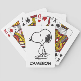 Snoopy Smile Giggle Laugh   Add Your Name Playing Cards