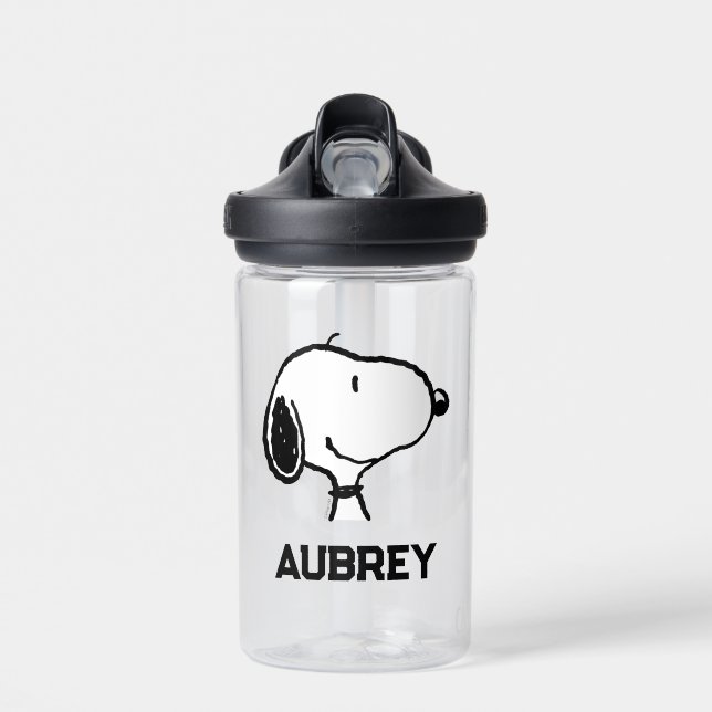 Snoopy Smile Giggle Laugh | Add Your Name Water Bottle (Front)