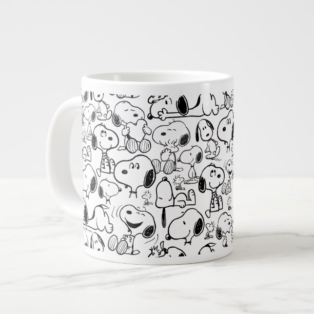Snoopy Smile Giggle Laugh Pattern Large Coffee Mug (Front Left)