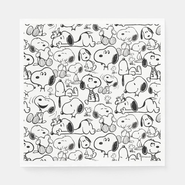 Snoopy Smile Giggle Laugh Pattern Napkin (Front)