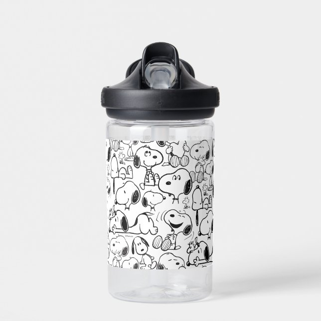 Snoopy Smile Giggle Laugh Pattern Water Bottle (Front)